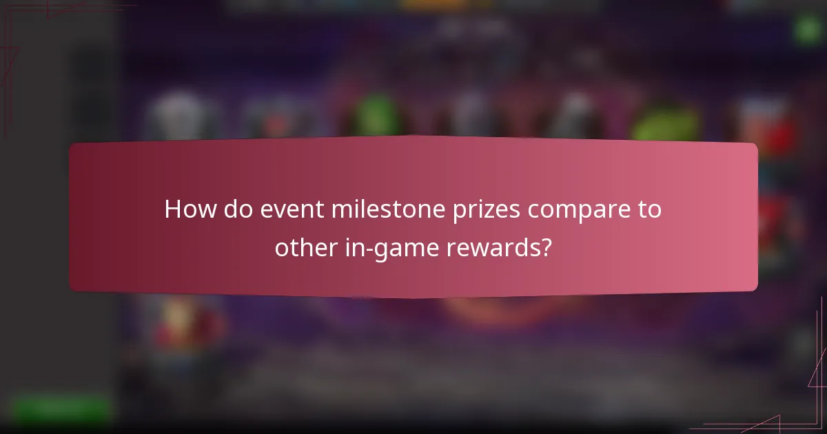 How do event milestone prizes compare to other in-game rewards?